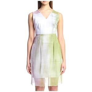 NWT ELIE TAHARI DRESS Women's Size 8 Green White ALLY MESH With REMOVABLE SKIRT